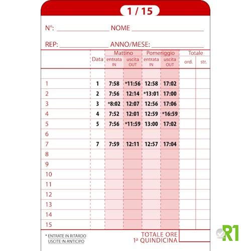 Needtek, UT120: Time Recorder with Touch Display 4 Clock in/out Red symbol for Delay and Siren