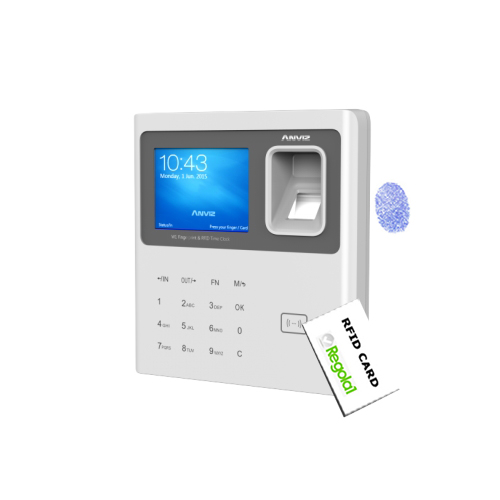 Anviz, W1-B: Biometric, RFID, PIN code, Linux OS. With backup battery